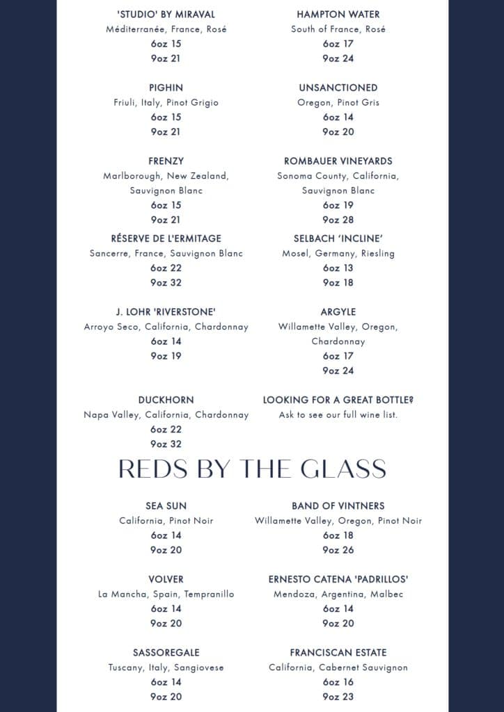 Del Frisco's Grille Brookfield Place Menu