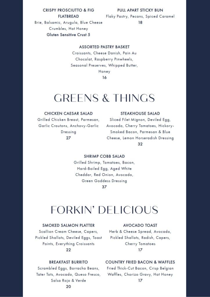 Del Frisco's Grille Brookfield Place Menu
