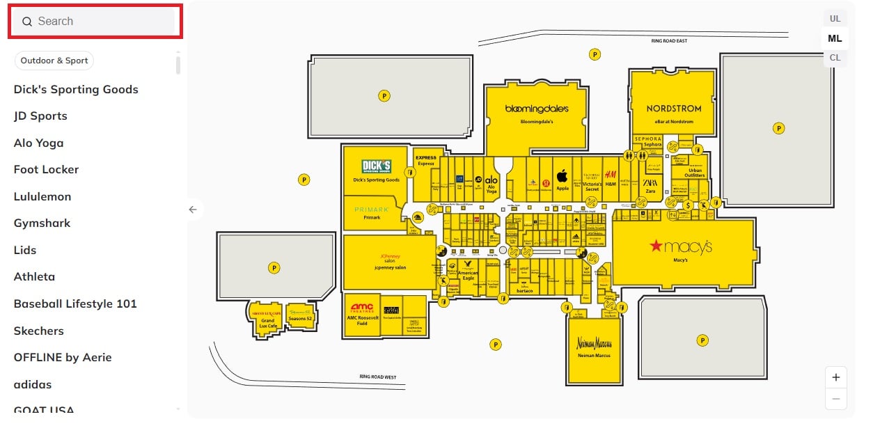 Roosevelt Field directory map search