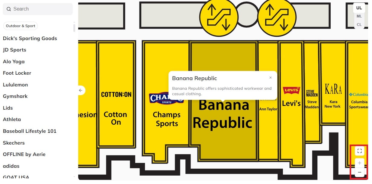 Roosevelt Field directory map zoom