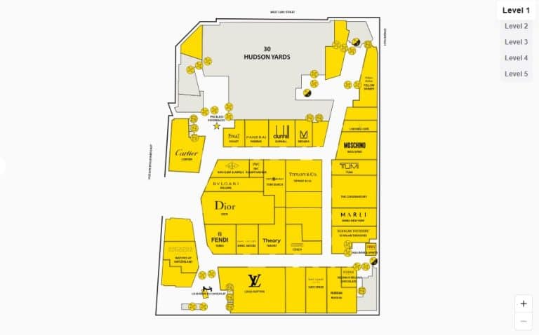 Hudson Yards Directory Map by NYCMallPedia.com