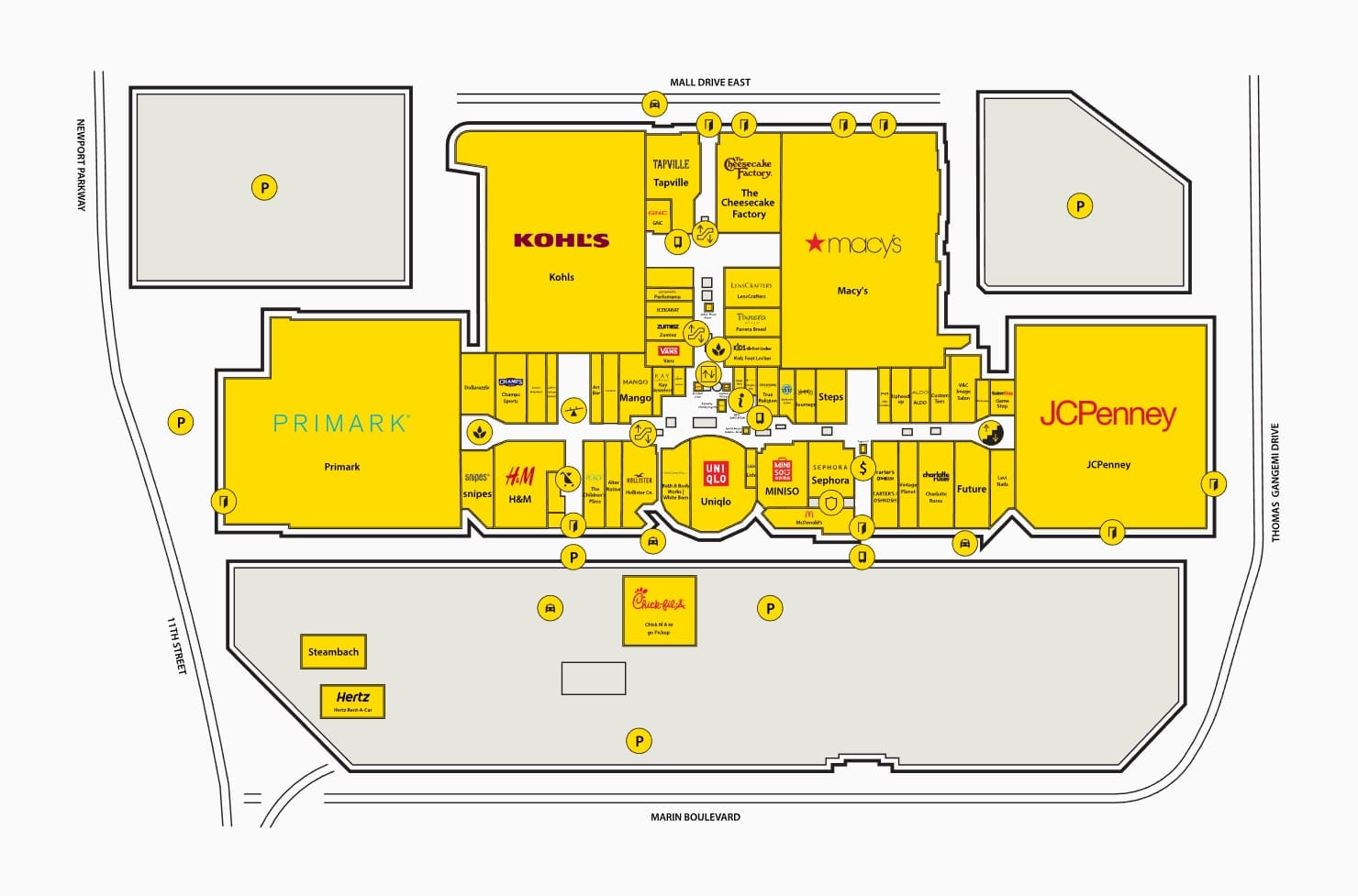 Newport Centre Mall Directory Map New Jersey
