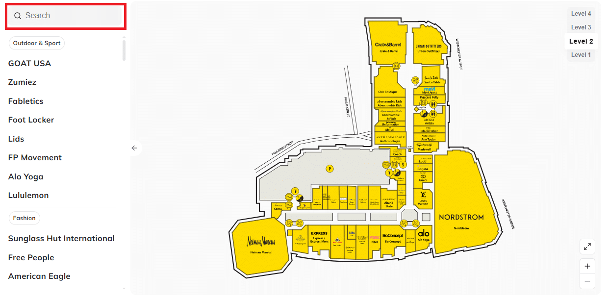 the westchester directory map search function