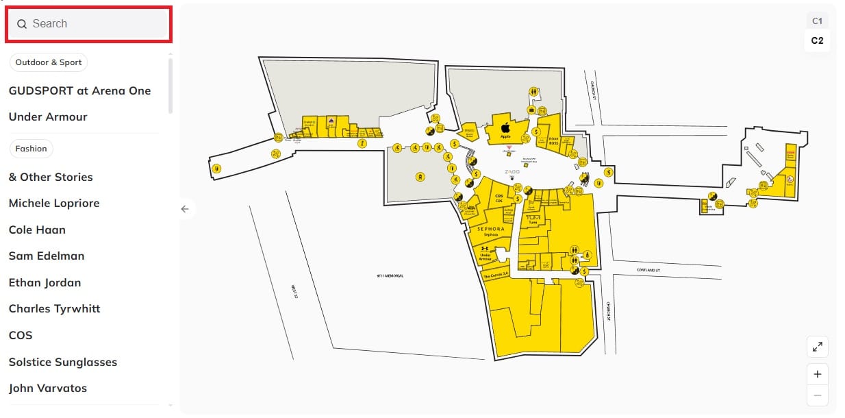 Westfield World Trade Center Directory Map Search