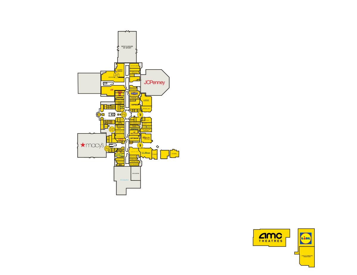 Freehold Raceway Mall Directory Map