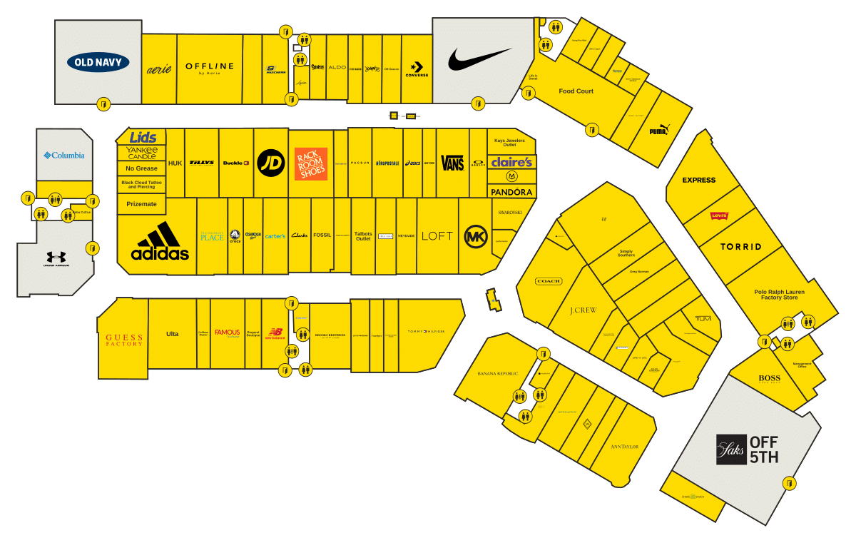 Charlotte Premium Outlets Directory Map