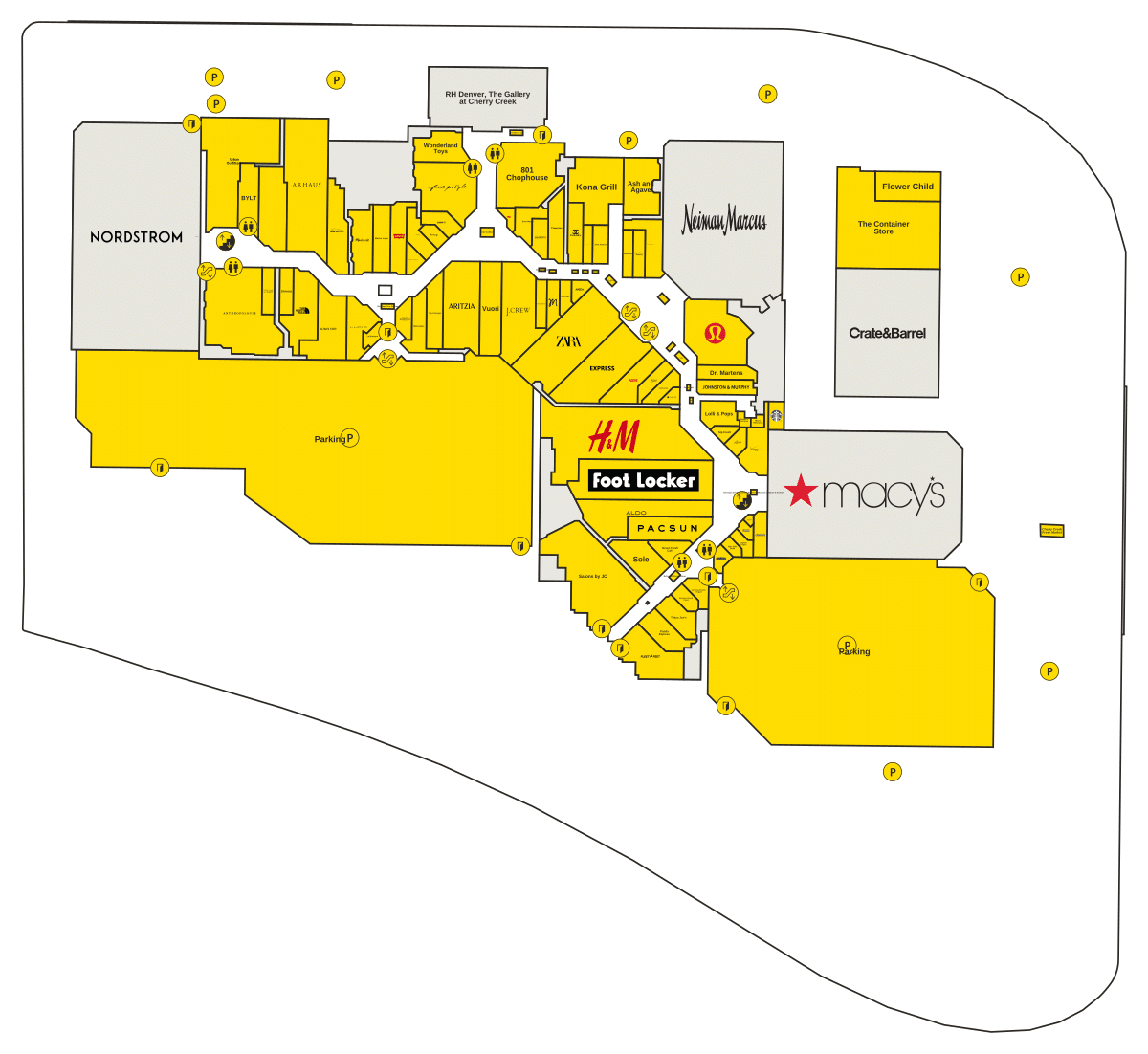 Cherry Creek Shopping Center Directory Map