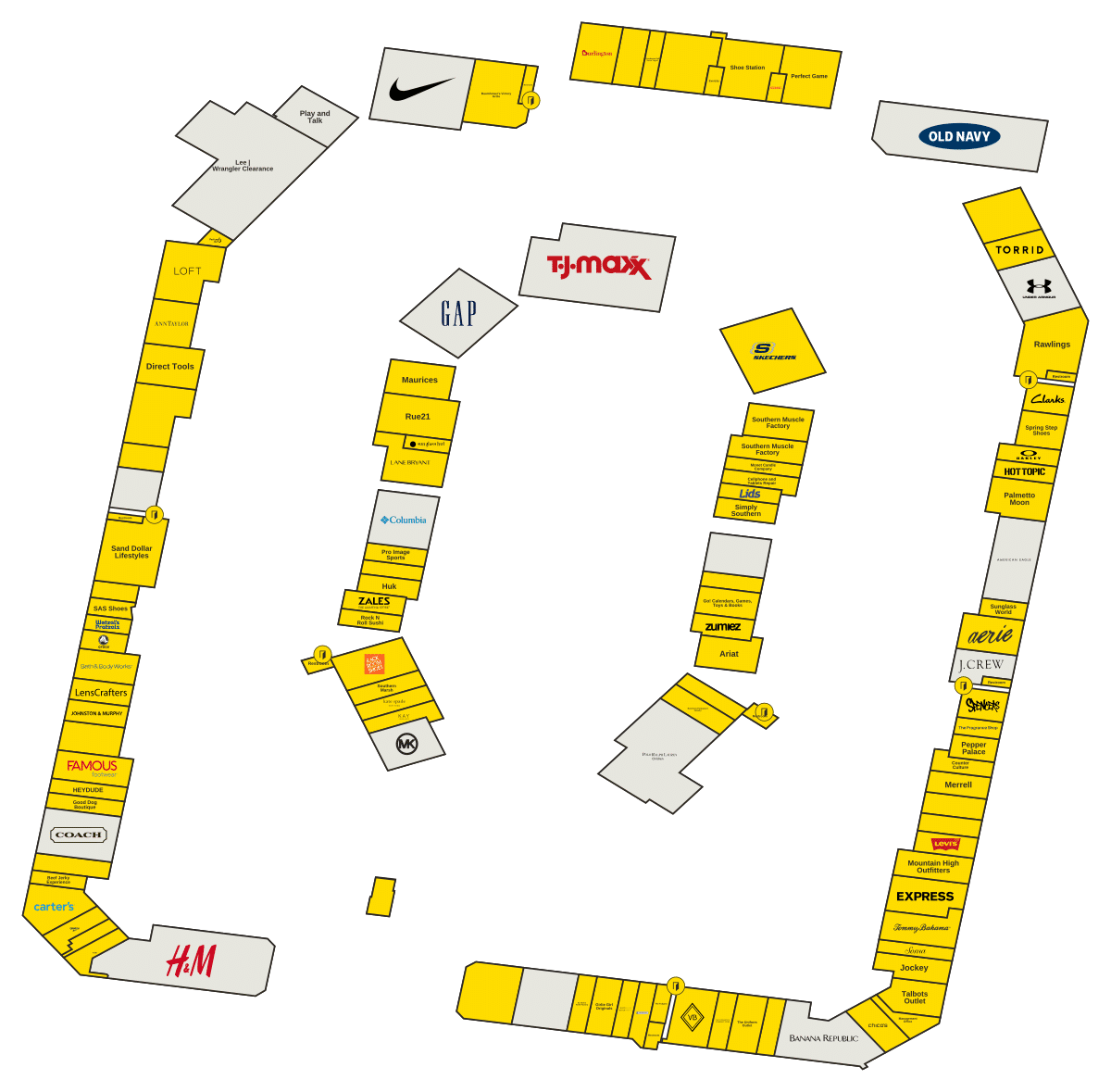 Tanger Outlets Foley Directory Map