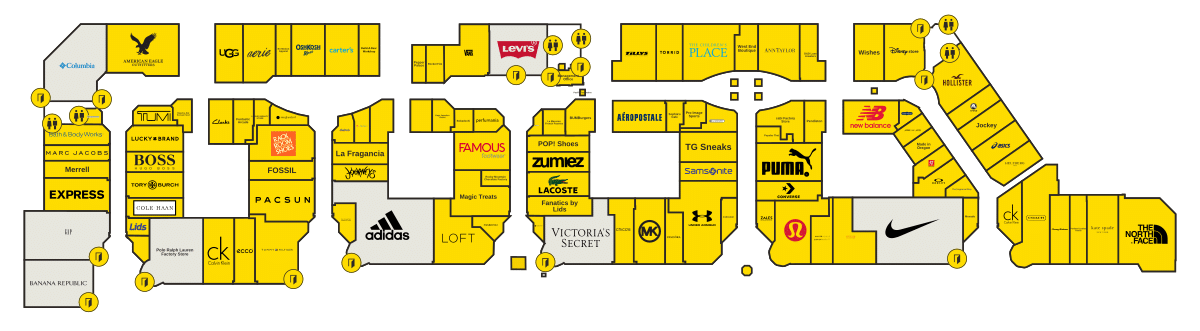 Woodburn Premium Outlets Directory Map