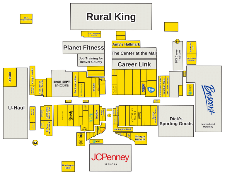 Beaver Valley Mall Directory Map
